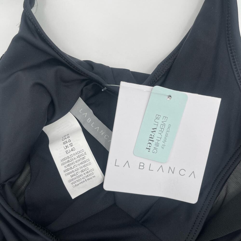LA BLANCA Swimsuit Size 8 Black NWT Mesh Inset Cutout Swim Low Back Beach resort - Picture 6 of 16